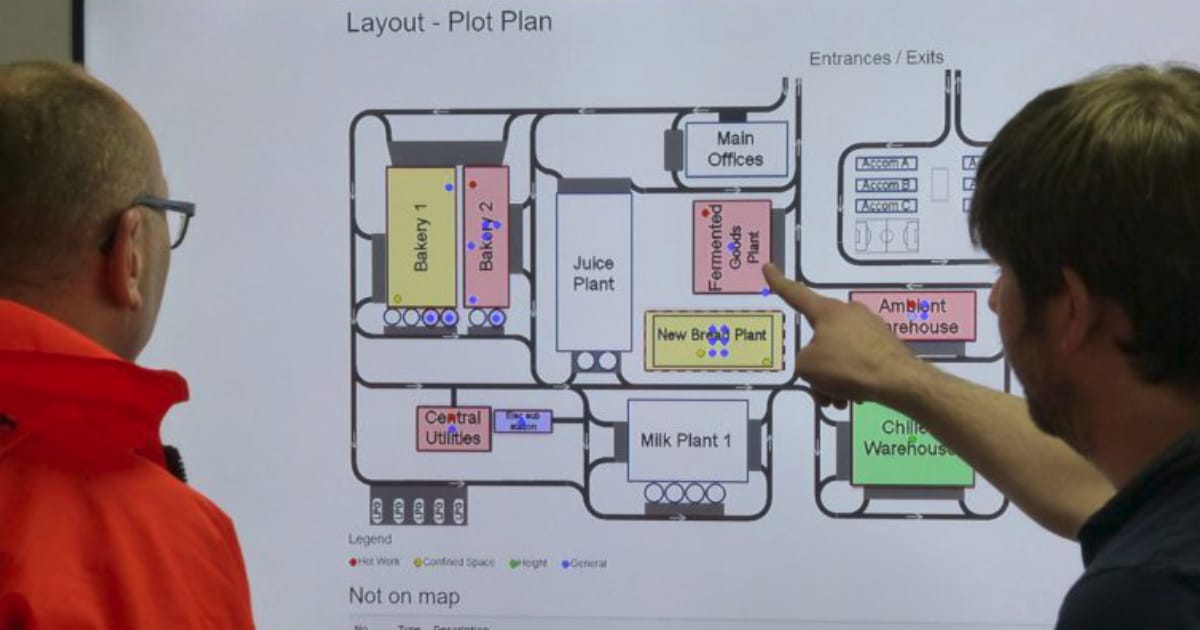 Food company floorplan on screen