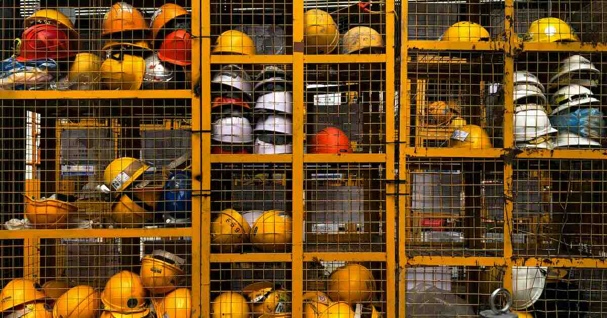Safety at work, hard hats